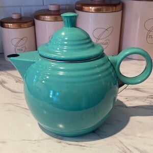 Fiesta Turquoise enamel coated teapot with lid
